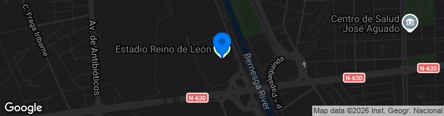 Map showing Estadio Municipal Reino de León