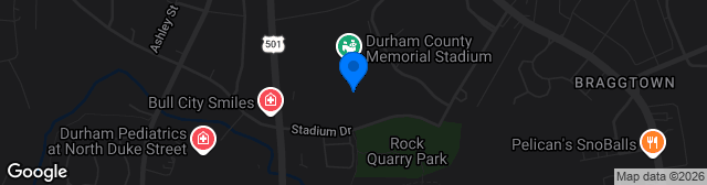 Map showing Durham County Memorial Stadium