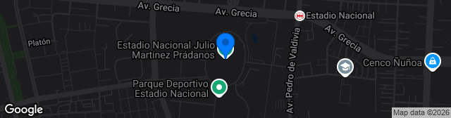 Map showing Estadio Nacional Julio Martínez Prádanos