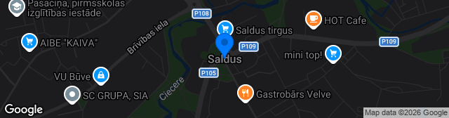 Map showing Saldus pilsētas stadionā