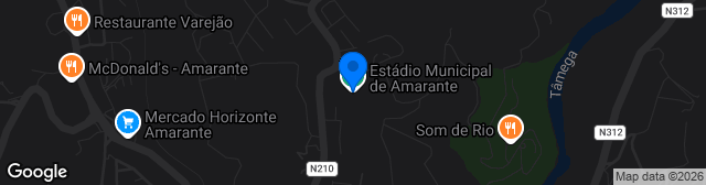 Map showing Estádio Municipal de Amarante
