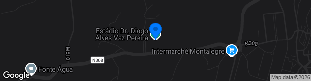 Map showing Estádio Dr. Diogo Alves Vaz Pereira
