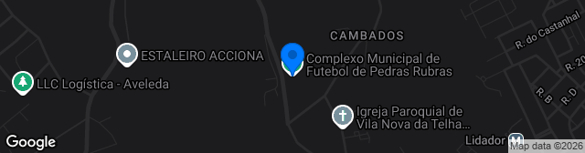 Map showing Estádio Municipal de Pedras Rubras