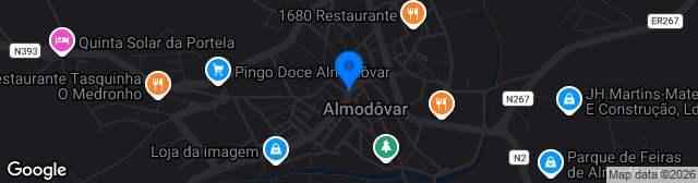 Map showing Complexo Desportivo de Almodôvar