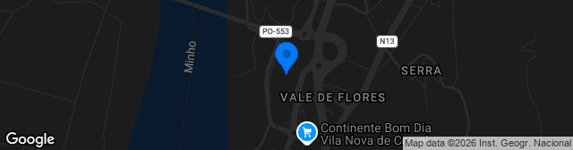 Map showing Estádio Municipal Rafael Pedreira