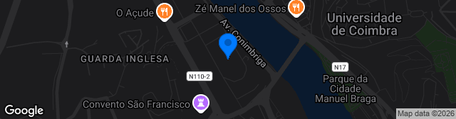 Map showing Estádio Universitário de Coimbra