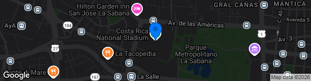 Map showing Estadio Nacional de Costa Rica