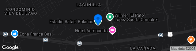 Map showing Estadio Rafael Bolaños