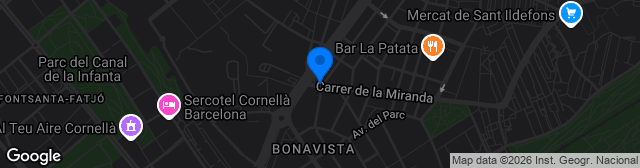 Map showing Campo Nuevo Municipal de Cornella
