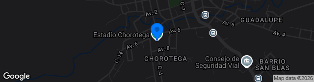 Map showing Estadio Chorotega