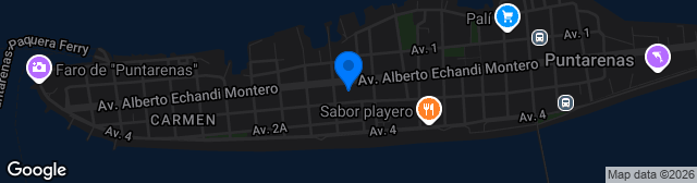 Map showing Estadio Municipal de Puntarenas Miguel Ángel Lito Pérez Treacy