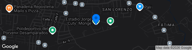Map showing Estadio Jorge Hernán Cuty Monge