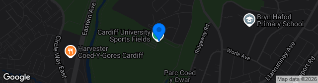 Map showing Cardiff University Playing Fields