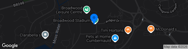 Map showing Broadwood Stadium