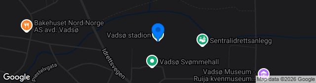 Map showing Vadsø stadion kunstgress