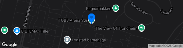 Map showing TOBB Arena Sør