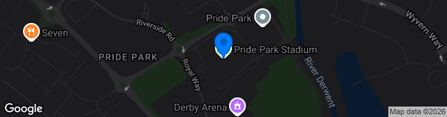 Map showing Pride Park Stadium
