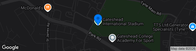 Map showing Gateshead International Stadium