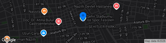 Map showing Nazıllı İlçe Stadyumu
