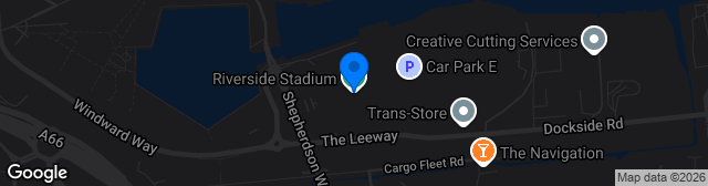 Map showing Riverside Stadium