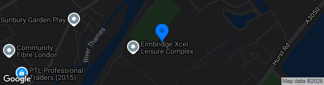 Map showing Elmbridge Xcel Sports Hub