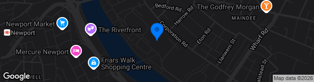 Map showing Rodney Parade
