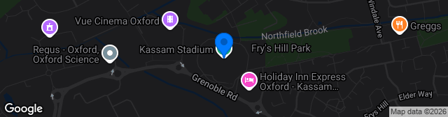 Map showing The Kassam Stadium