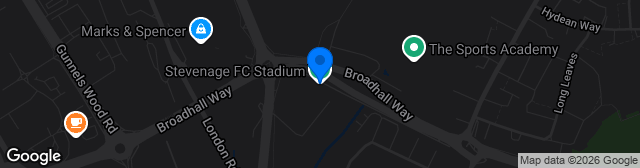 Map showing The Lamex Stadium