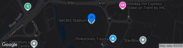 Map showing bet365 Stadium
