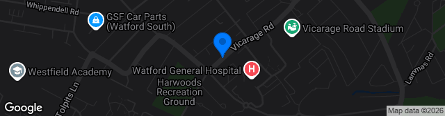 Map showing Vicarage Road