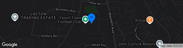 Map showing Huish Park Stadium