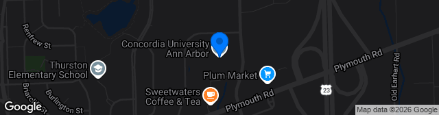 Map showing Concordia University Ann Arbor