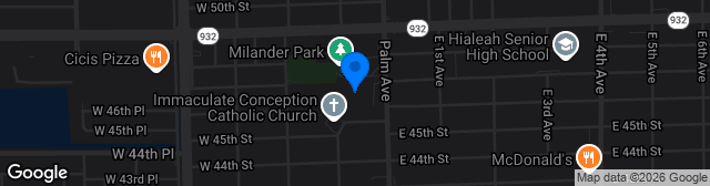 Map showing Ted Hendricks Stadium