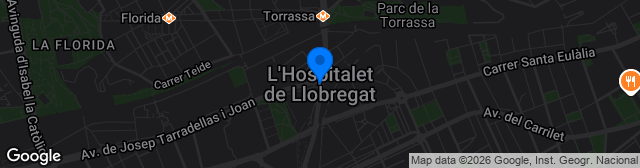 Map showing Estadio Municipal de Hospitalet de Llobregat