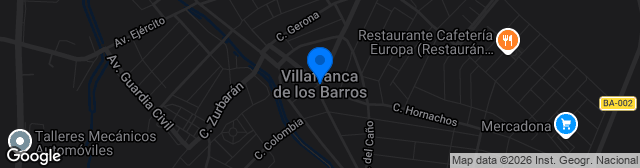 Map showing Estadio Municipal de Villafranca de los Barros