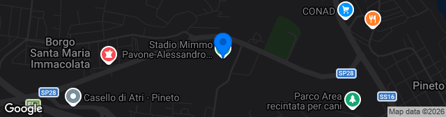 Map showing Stadio Comunale Mimmo Pavone