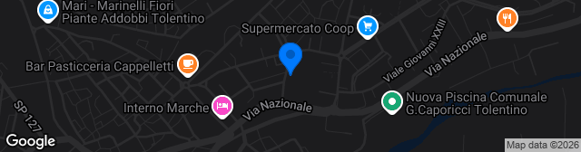 Map showing Campo Sportivo della Vittoria Tolentino