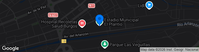 Map showing Estadio Municipal de El Plantío