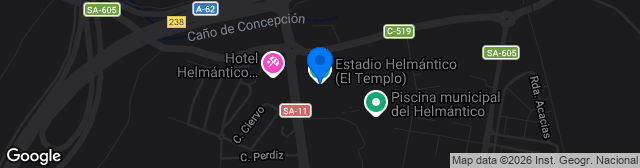 Map showing Estadio El Helmántico