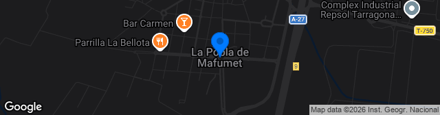 Map showing Estadio Municipal de La Pobla de Mafumet