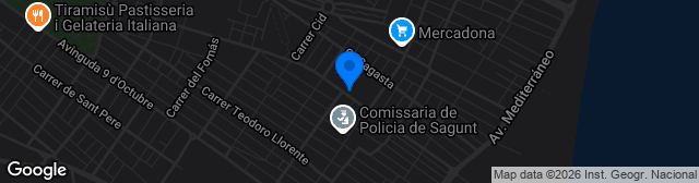 Map showing Estadio El Fornás