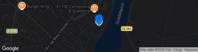 Map showing Estadio Guadalquivir