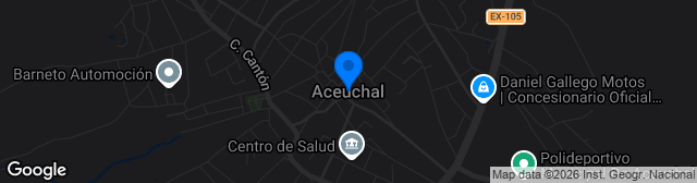 Map showing Polideportivo Municipal Aceuchal