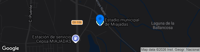 Map showing Estadio Municipal de Miajadas