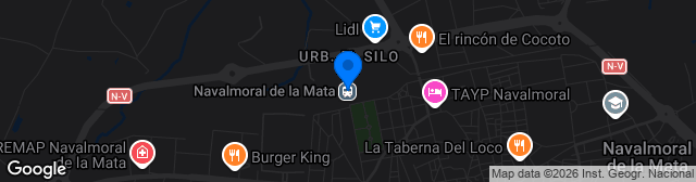 Map showing Estadio Municipal de Navalmoral de la Mata
