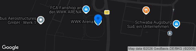 Map showing WWK Arena