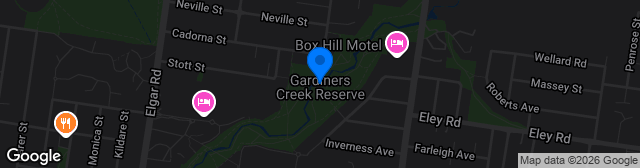 Map showing Gardiners Creek Reserve