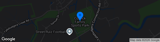 Map showing Coplick Family Sports Park Tallebudgera
