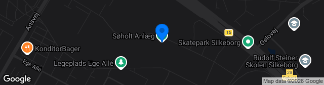 Map showing Søholt Idrætsanlæg kunstgræs