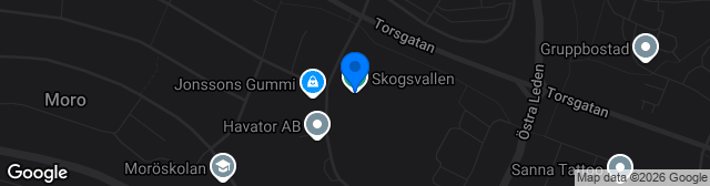 Map showing Skogsvallen IP